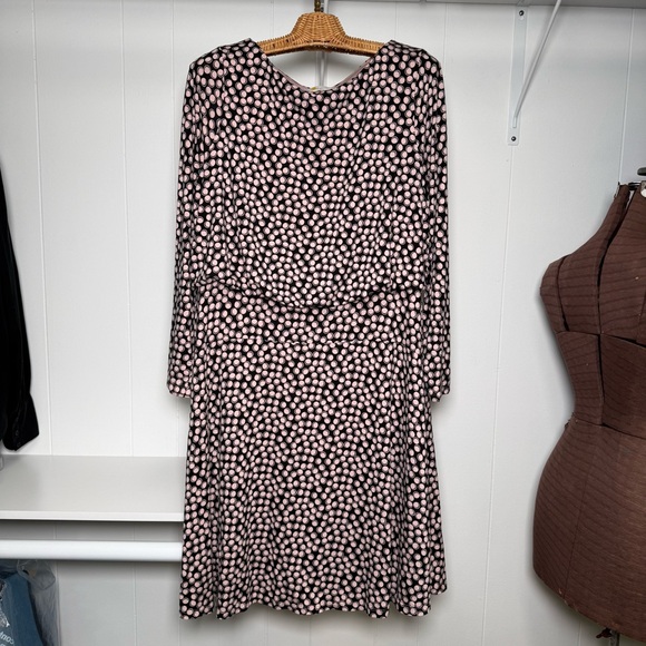 Boden Dresses & Skirts - Boden Nellie Jersey Dress Long Sleeve Bubble Print Black & Light Pink Size 12